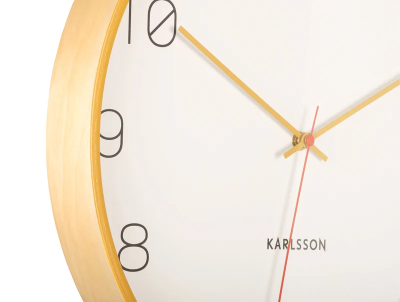 Karlsson Joy KA5926YE Wanduhr Ockergelb • Geräuschloses Sweep-Uhrwerk • Birkenholz-Design