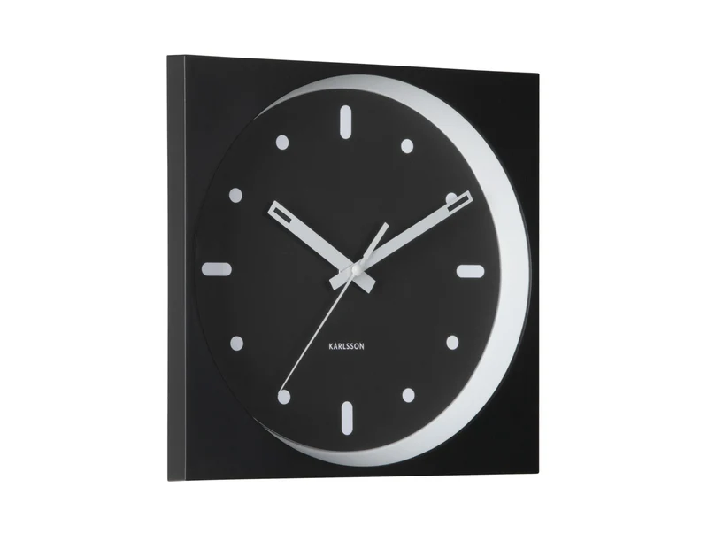 Karlsson Incesante Square KA6111BK Wanduhr Schwarz • Sweep-Uhrwerk • Markantes Grafikzifferblatt