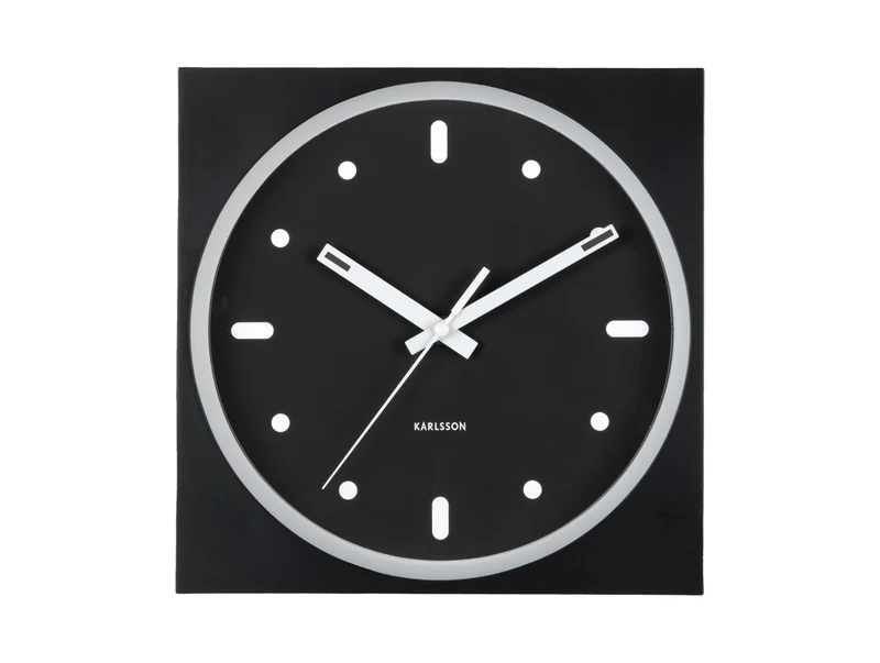 Karlsson Incesante Square KA6111BK Wanduhr Schwarz • Sweep-Uhrwerk • Markantes Grafikzifferblatt