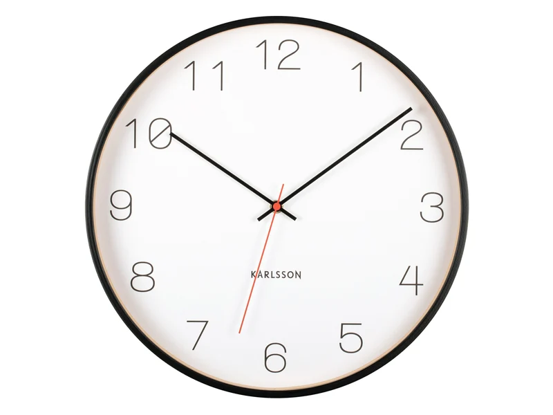 Karlsson Joy KA5926BK Wanduhr Schwarz • Geräuschloses Sweep-Uhrwerk • Design für Pink Ribbon