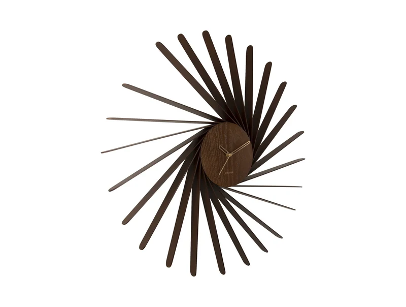 Karlsson Helix XL KA5890DW Wanduhr Dunkelholz • Holzfurnier-Spiraldesign • Großformat 68 cm
