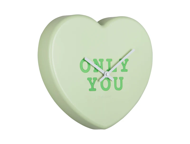 Karlsson Heart Candy KA5985LG Wanduhr Softgrün • Herzform-Design • Batteriebetrieb