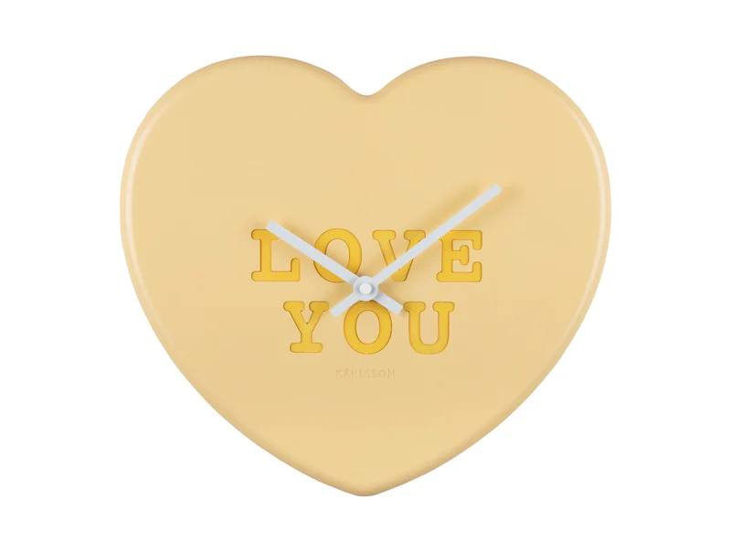 Karlsson Heart Candy KA5985LY Wanduhr Weiches Gelb • Herzförmiges Design • Iris Dijkers