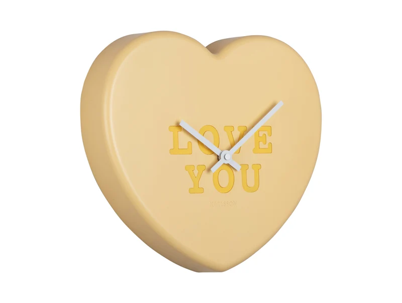 Karlsson Heart Candy KA5985LY Wanduhr Weiches Gelb • Herzförmiges Design • Iris Dijkers