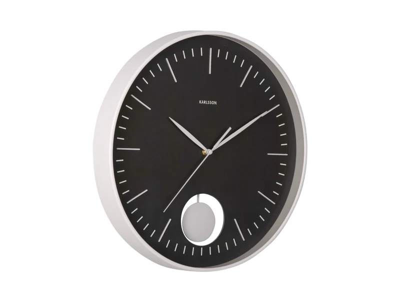 Karlsson Grato Pendulum KA6065BK Wanduhr Schwarz/Warmgrau • Geräuschloses Sweep-Uhrwerk • Dekoratives Pendel
