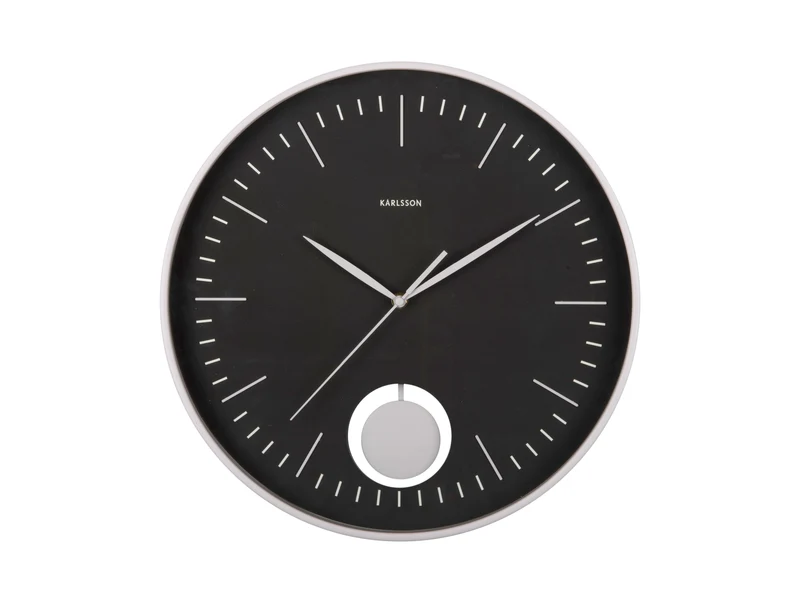 Karlsson Grato Pendulum KA6065BK Wanduhr Schwarz/Warmgrau • Geräuschloses Sweep-Uhrwerk • Dekoratives Pendel