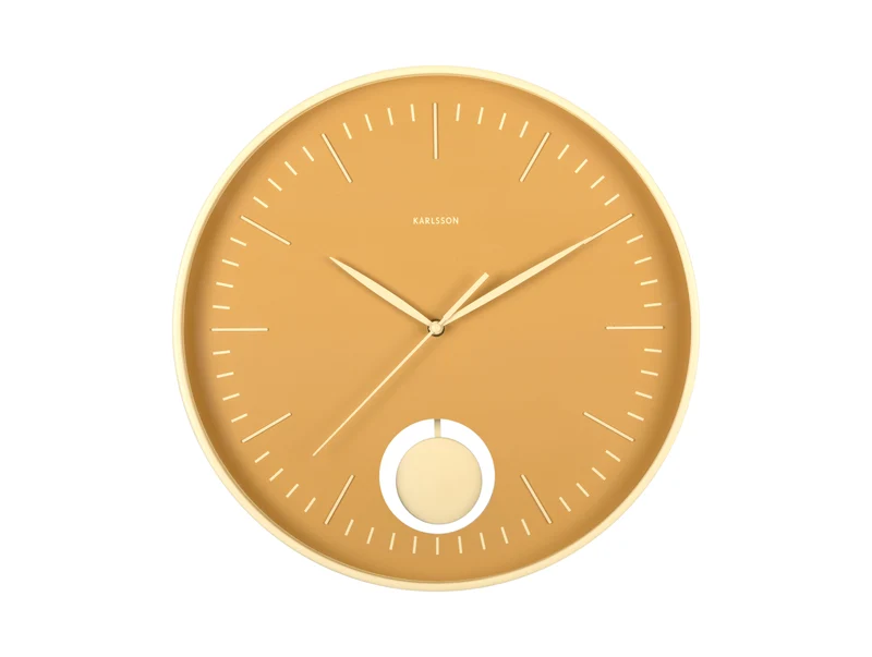 Karlsson Grato Pendulum KA6065YE Wanduhr Ocker-Gelb • Geräuschloses Sweep-Uhrwerk • Dekopendel