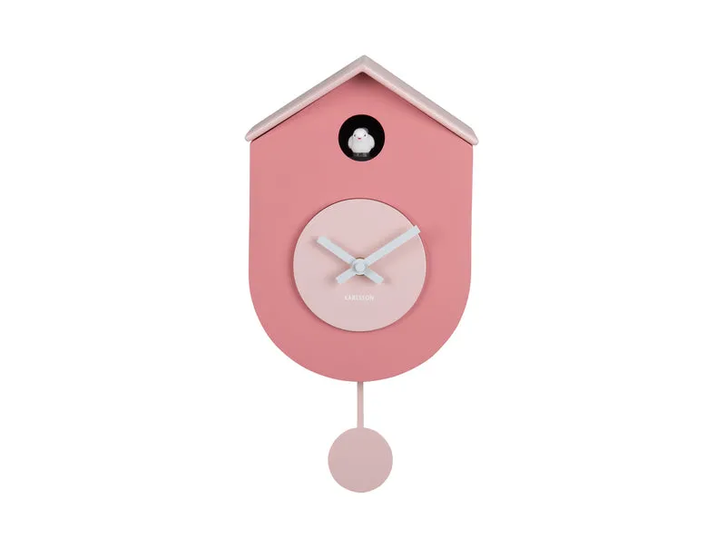 Karlsson Grato Cuckoo KA6026PI Wanduhr Rosa • Schwingendes Pendel • Stündlicher Kuckucksruf