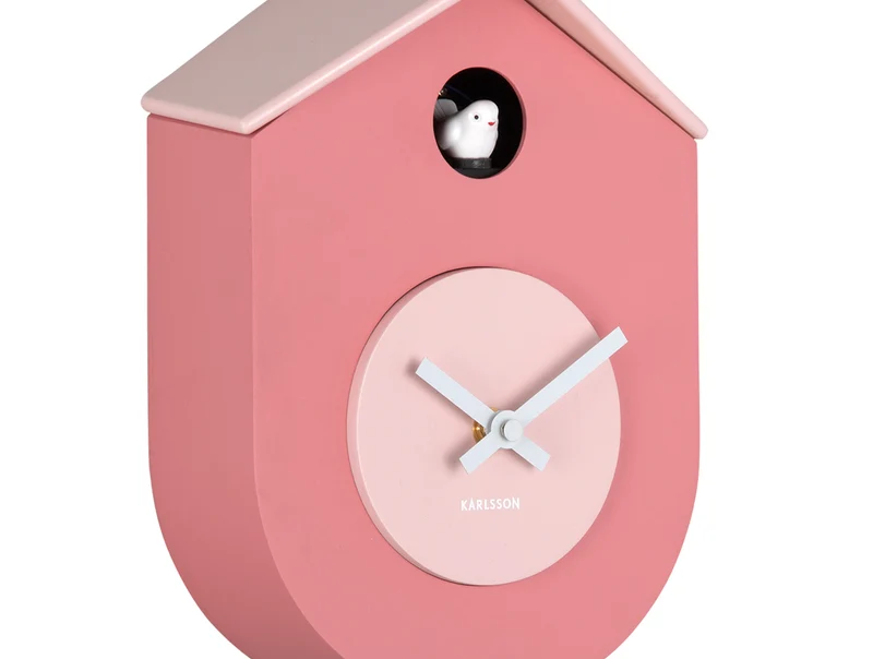 Karlsson Grato Cuckoo KA6026PI Wanduhr Rosa • Schwingendes Pendel • Stündlicher Kuckucksruf