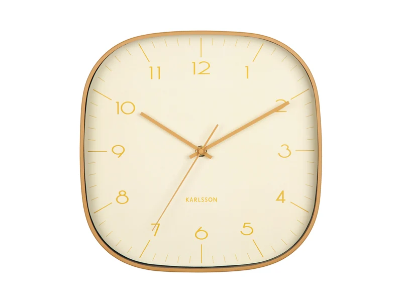 Karlsson Grato Cuadrado KA6113LY Wanduhr Ockergelb • Geräuschloses Sweep-Uhrwerk • Modernes Aluminium-Design