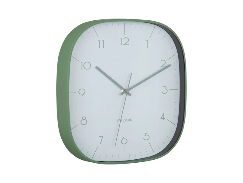Karlsson Grato Cuadrado KA6113GR Wanduhr Dschungelgrün • Geräuschloses Sweep-Uhrwerk • Modernes Aluminium-Design