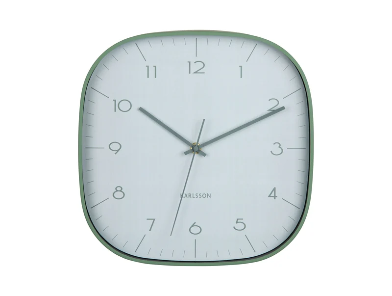 Karlsson Grato Cuadrado KA6113GR Wanduhr Dschungelgrün • Geräuschloses Sweep-Uhrwerk • Modernes Aluminium-Design