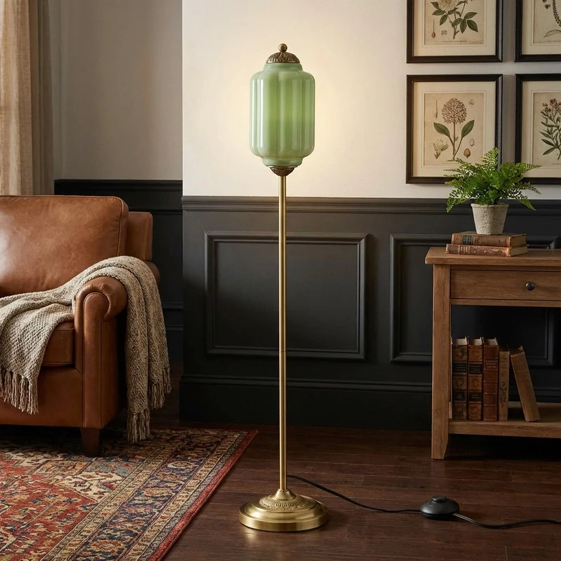 Decoratieve Glazen Pompoen Vloerlamp Retro Organische Stijl Woonkamer Staande Lamp | Sansoti