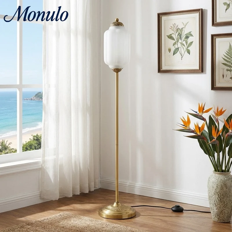 Decoratieve Glazen Pompoen Vloerlamp Retro Organische Stijl Woonkamer Staande Lamp | Sansoti