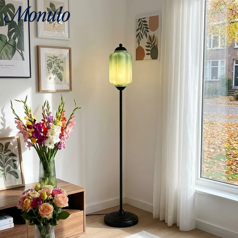 Decoratieve Glazen Pompoen Vloerlamp Retro Organische Stijl Woonkamer Staande Lamp | Sansoti