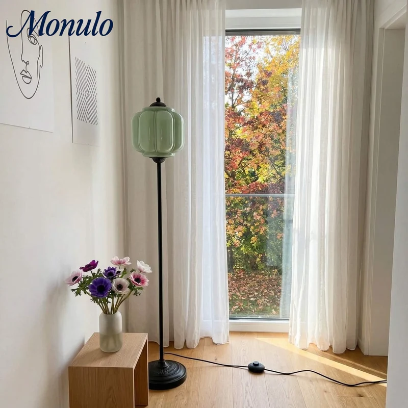 Decoratieve Glazen Pompoen Vloerlamp Retro Organische Stijl Woonkamer Staande Lamp | Sansoti