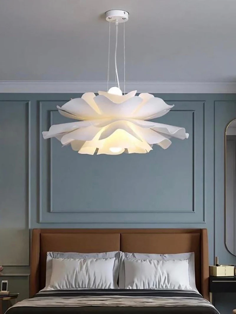 Handgemaakte Acryl Hanglamp Lotus Bloem Wit Scandinavisch Design | Sansoti