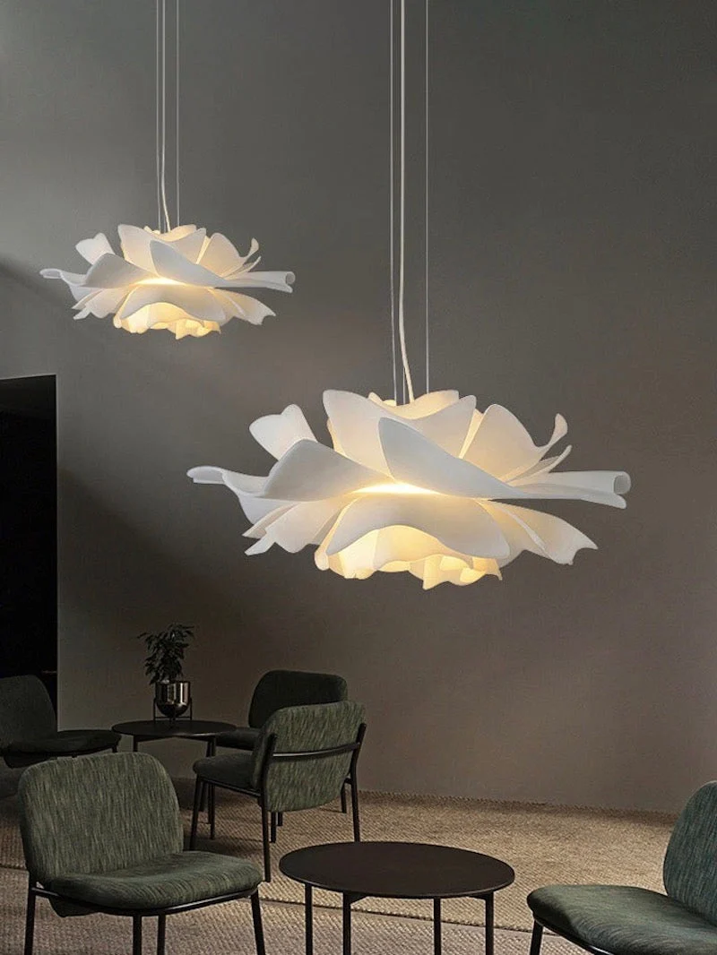 Handgemaakte Acryl Hanglamp Lotus Bloem Wit Scandinavisch Design | Sansoti