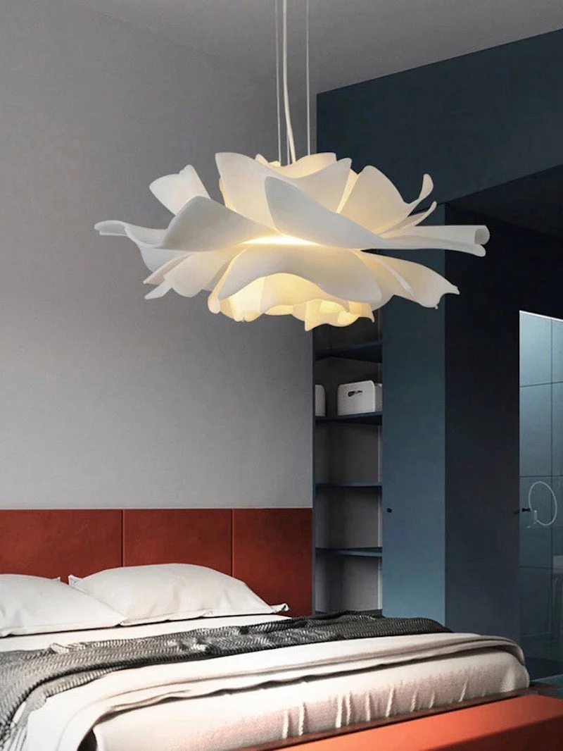 Handgemaakte Acryl Hanglamp Lotus Bloem Wit Scandinavisch Design | Sansoti
