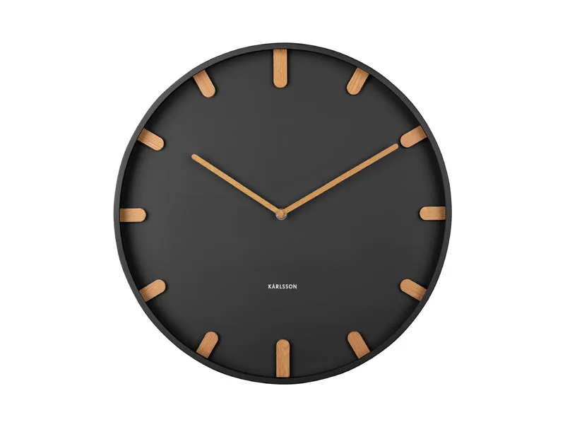 Karlsson Grace KA5942BK Wanduhr Schwarz • Skandinavisches Design • Eisen mit Holzakzenten