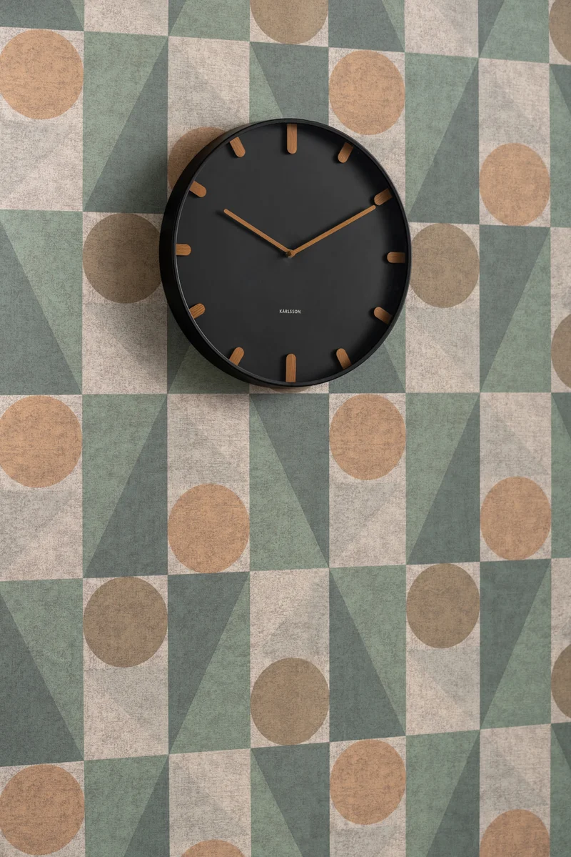Karlsson Grace KA5942BK Wanduhr Schwarz • Skandinavisches Design • Eisen mit Holzakzenten