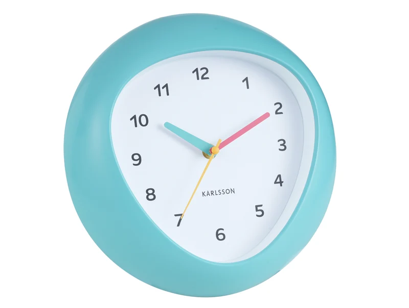 Karlsson Funky Vibes KA6049BL Wanduhr Türkisblau • Geräuschloses Sweep-Uhrwerk • Verspieltes Retro-Design