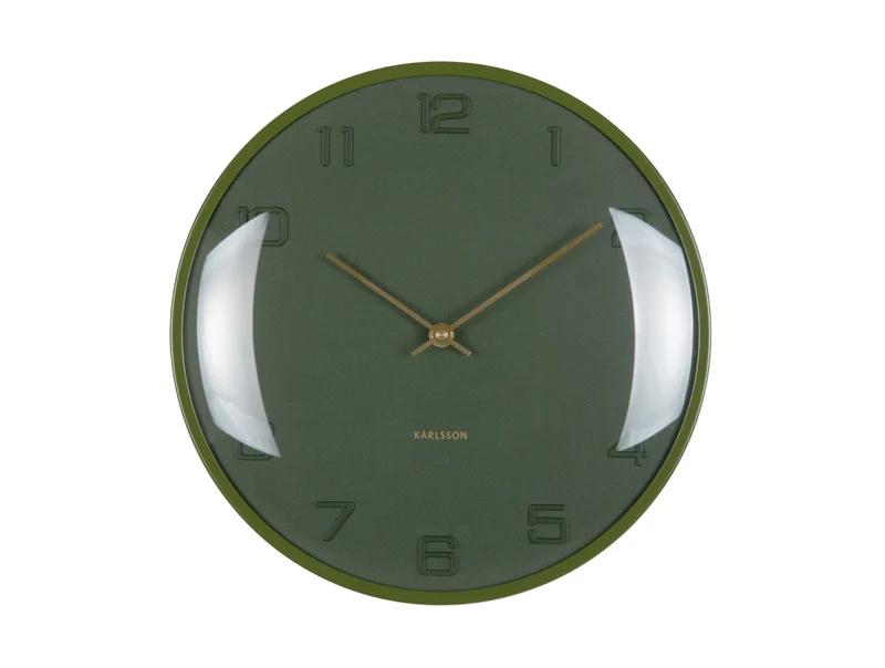 Karlsson Fuerte Dome KA6084DG Wanduhr Luxusgrün • Geräuschloses Sweep-Uhrwerk • Erhabene Domkuppel