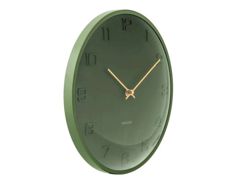 Karlsson Fuerte Dome KA6084DG Wanduhr Luxusgrün • Geräuschloses Sweep-Uhrwerk • Erhabene Domkuppel