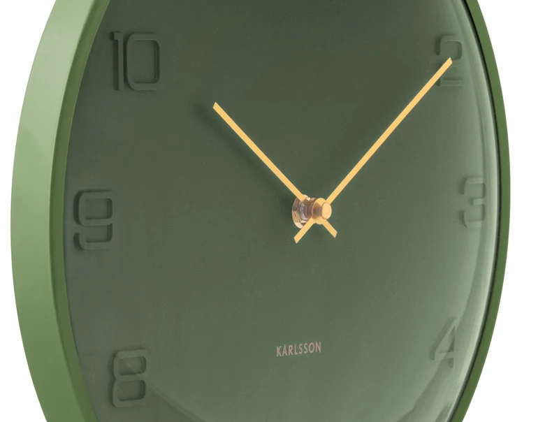 Karlsson Fuerte Dome KA6084DG Wanduhr Luxusgrün • Geräuschloses Sweep-Uhrwerk • Erhabene Domkuppel