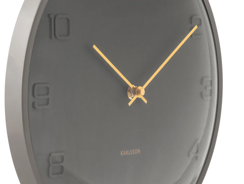 Karlsson Fuerte Dome KA6084GY Wanduhr Claygrau • Sweep-Uhrwerk • Gewölbtes Kuppelglas