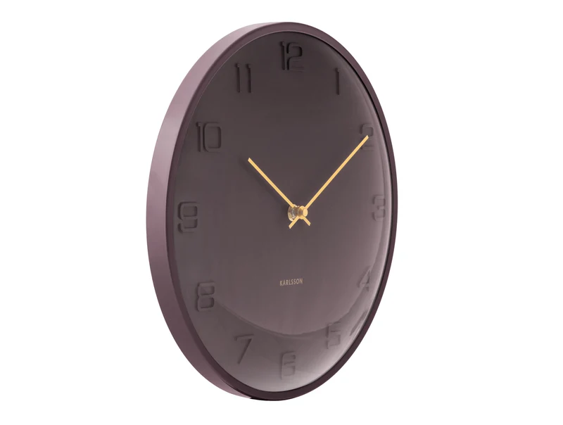 Karlsson Fuerte Dome KA6084BR Wanduhr Erdbraun • Geräuschloses Sweep-Uhrwerk • Erhöhte Domglas-Optik