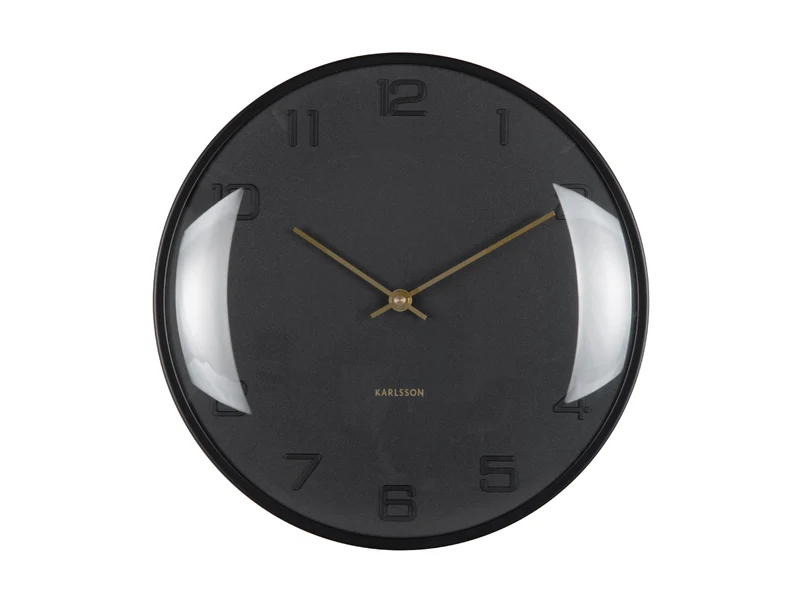 Karlsson Fuerte Dome KA6084BK Wanduhr Schwarz • Sweep-Uhrwerk • Geprägtes Zifferblatt