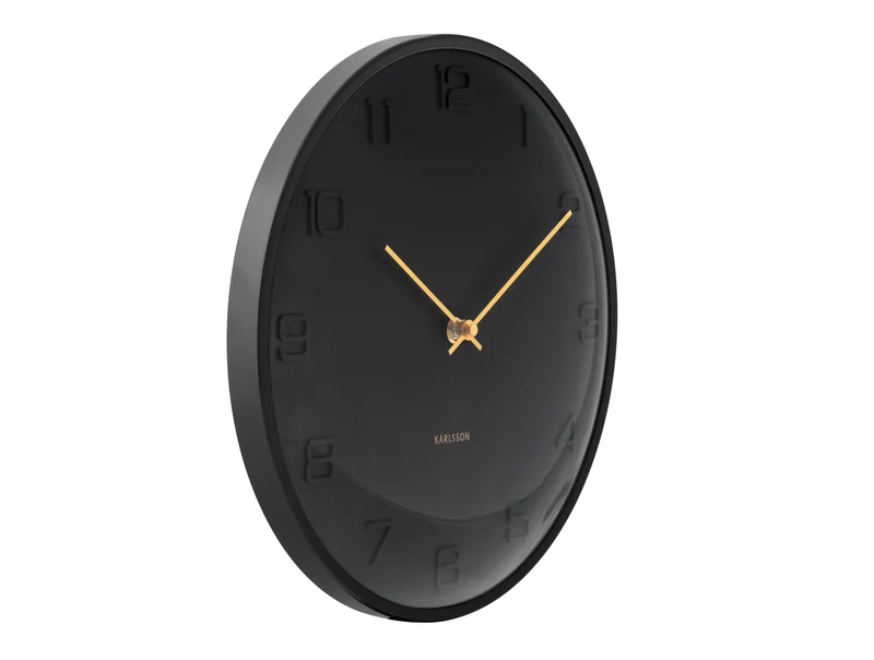 Karlsson Fuerte Dome KA6084BK Wanduhr Schwarz • Sweep-Uhrwerk • Geprägtes Zifferblatt