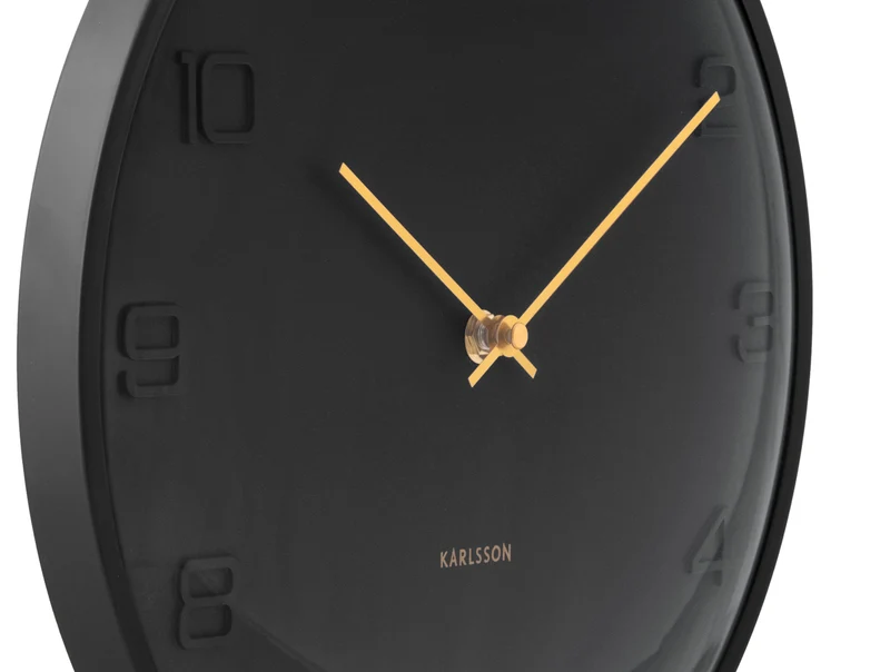 Karlsson Fuerte Dome KA6084BK Wanduhr Schwarz • Sweep-Uhrwerk • Geprägtes Zifferblatt