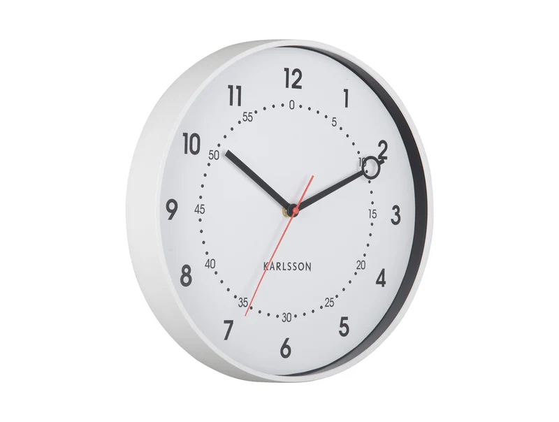 Karlsson Fresco KA6038WH Wanduhr Weiß • Geräuschloses Sweep-Uhrwerk • Skandinavisches Design