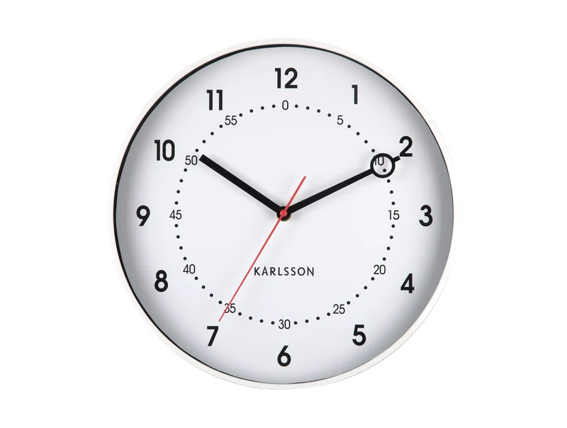 Karlsson Fresco KA6038WH Wanduhr Weiß • Geräuschloses Sweep-Uhrwerk • Skandinavisches Design