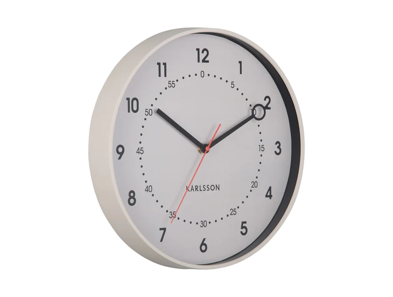 Karlsson Fresco KA6038WG Wanduhr Warmgrau • Geräuschloses Sweep-Uhrwerk • Skandinavisches Design