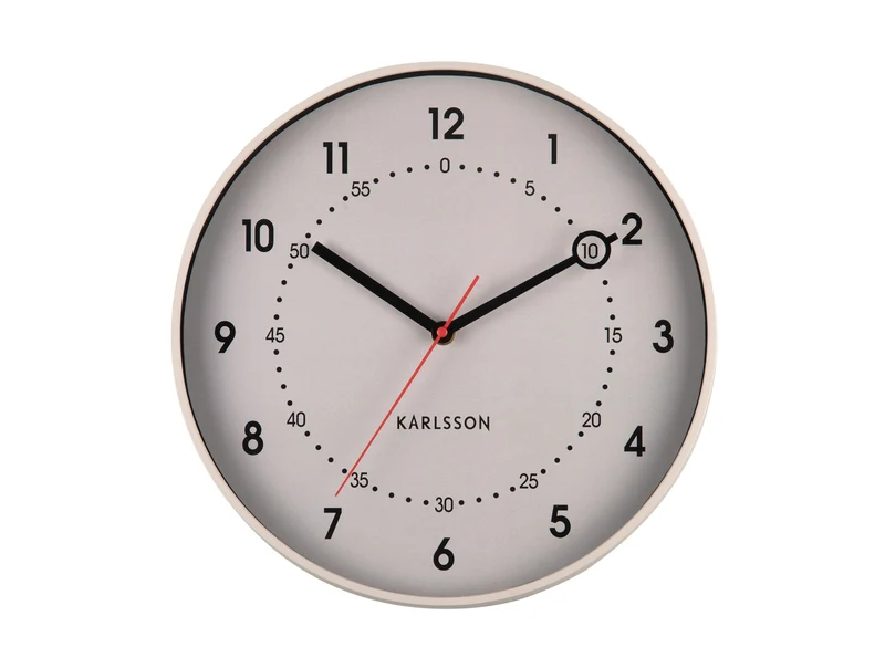 Karlsson Fresco KA6038WG Wanduhr Warmgrau • Geräuschloses Sweep-Uhrwerk • Skandinavisches Design