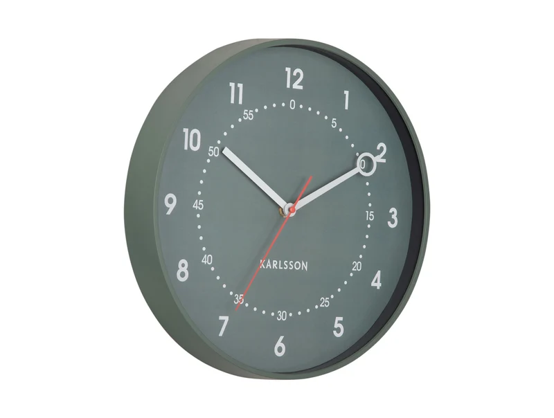 Karlsson Fresco KA6038GR Wanduhr Dschungelgrün • Geräuschloses Sweep-Uhrwerk • Skandinavisches Design