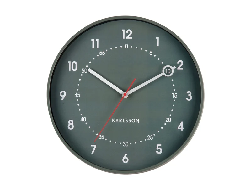 Karlsson Fresco KA6038GR Wanduhr Dschungelgrün • Geräuschloses Sweep-Uhrwerk • Skandinavisches Design