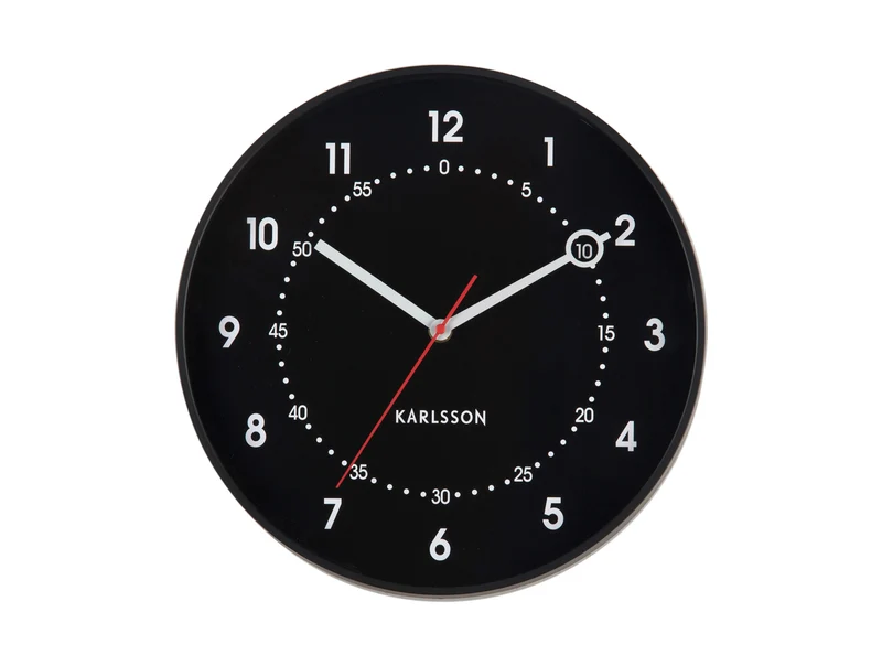 Karlsson Fresco KA6038BK Wanduhr Schwarz • Geräuschloses Sweep-Uhrwerk • Skandinavisches Design