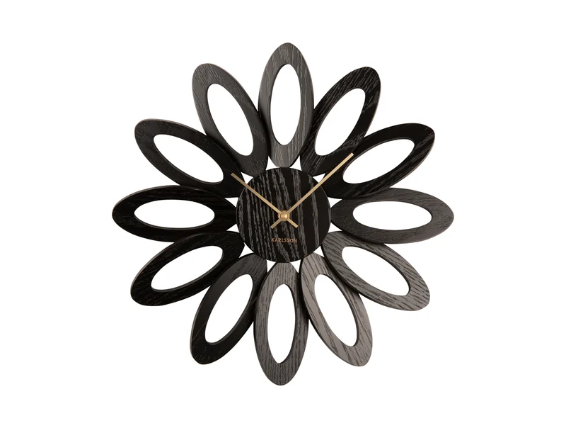 Karlsson Fiore KA5891BK Wanduhr Schwarz • Holzfurnier-Gehäuse • Offenes Zifferblatt