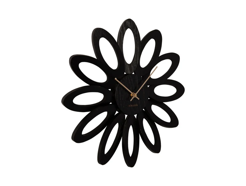 Karlsson Fiore KA5891BK Wanduhr Schwarz • Holzfurnier-Gehäuse • Offenes Zifferblatt
