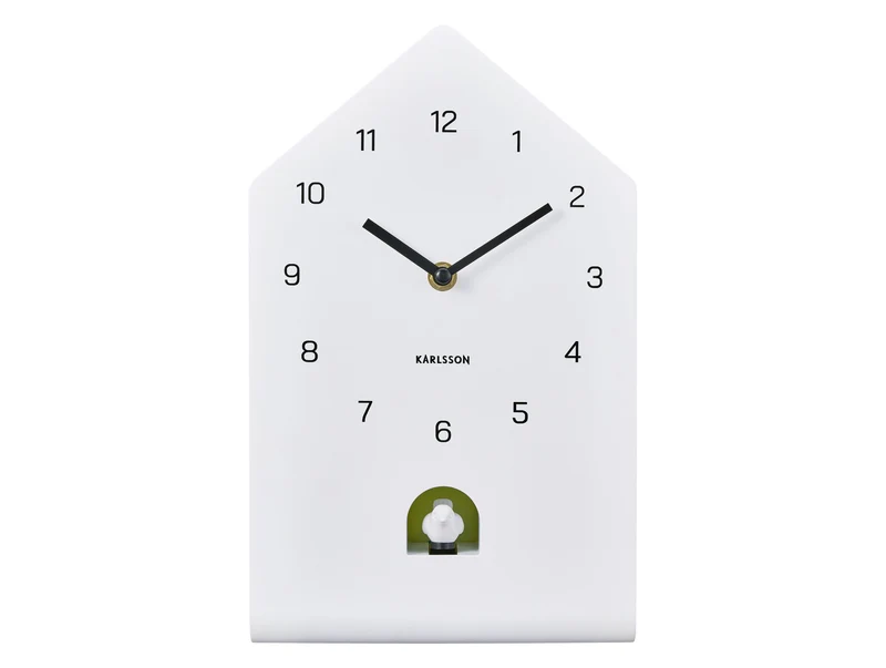Karlsson Fino Cuckoo KA6076WH Wanduhr Weiß • Kuckucksfunktion zur vollen Stunde • Geräuscharmes Sweep-Uhrwerk