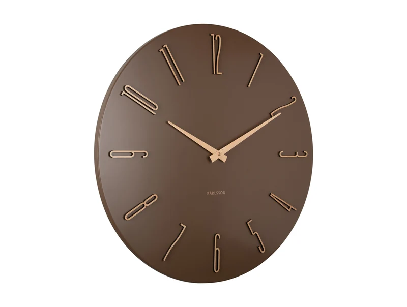 Karlsson Esmerado Large KA6073BR Wanduhr Mochabraun • Geräuschloses Sweep-Uhrwerk • Offenes Zifferblatt
