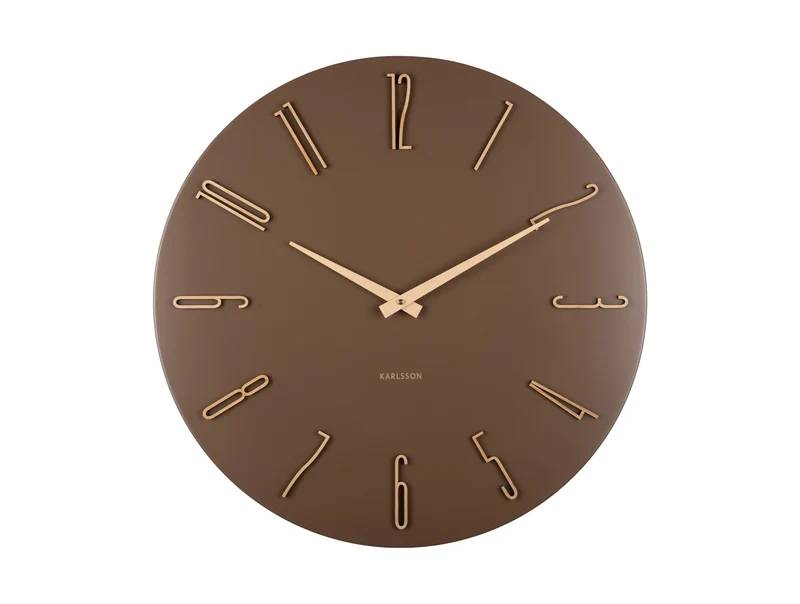 Karlsson Esmerado Large KA6073BR Wanduhr Mochabraun • Geräuschloses Sweep-Uhrwerk • Offenes Zifferblatt