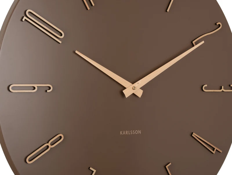 Karlsson Esmerado Large KA6073BR Wanduhr Mochabraun • Geräuschloses Sweep-Uhrwerk • Offenes Zifferblatt
