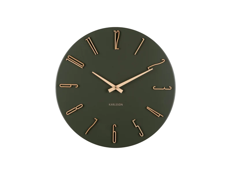 Karlsson Esmerado KA6072GR Wanduhr Luxusgrün • Geräuschloses Sweep-Uhrwerk • Elegantes Metalldesign