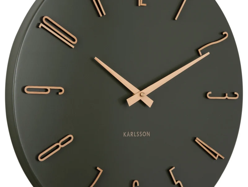 Karlsson Esmerado KA6072GR Wanduhr Luxusgrün • Geräuschloses Sweep-Uhrwerk • Elegantes Metalldesign