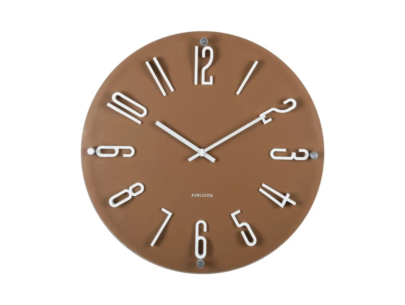Karlsson Esencia Elevated KA6090BR Wanduhr Mochabraun • Geräuschloses Sweep-Uhrwerk • Erhöhte 3D-Ziffern